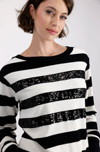 Load image into Gallery viewer, Monari Stripe Sweater 808088 - Black Ivory