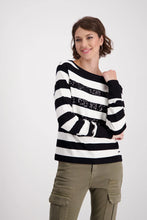 Load image into Gallery viewer, Monari Stripe Sweater 808088 - Black Ivory