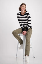 Load image into Gallery viewer, Monari Stripe Sweater 808088 - Black Ivory