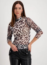 Load image into Gallery viewer, Monari Leopard Print Mesh Top 808119 - Black Grey