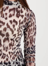 Load image into Gallery viewer, Monari Leopard Print Mesh Top 808119 - Black Grey