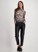 Load image into Gallery viewer, Monari Leopard Print Mesh Top 808119 - Black Grey