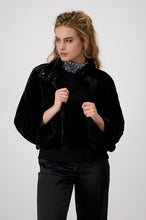 Load image into Gallery viewer, Monari Faux Fur Boxy Jacket 808513 - Black