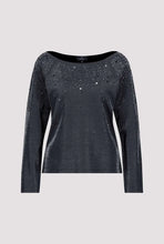 Load image into Gallery viewer, Monari Anthracite Rhinestone Tee 808645 - Dark Grey