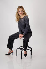 Load image into Gallery viewer, Monari Anthracite Rhinestone Tee 808645 - Dark Grey