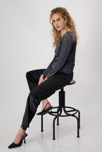 Load image into Gallery viewer, Monari Anthracite Rhinestone Tee 808645 - Dark Grey