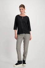 Load image into Gallery viewer, Monari Lacquered Round Neck Blouse 808121 - Black