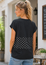 Load image into Gallery viewer, Lauren Williamsburg Contrast Top 13A - Black Multi Spot