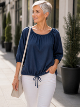 Load image into Gallery viewer, Lauren Montauk Drawstring Top 17A - Navy