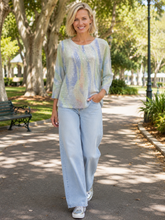 Load image into Gallery viewer, Evidence Summer Breeze Knit Top 95219 - Green Combo