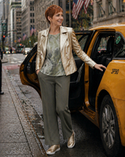 Load image into Gallery viewer, Joseph Ribkoff Leatherette Notched Collar Fitted Jacket 254925 - Soft Gold
