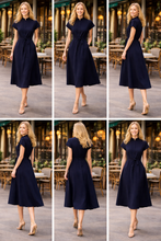 Load image into Gallery viewer, Joseph Ribkoff Tie Waist Memory Dress 261177 - Midnight Blue