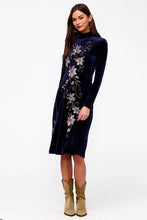Load image into Gallery viewer, Johnny Was Corinthe Velour Mock Neck Dress - Midnight J39825-9