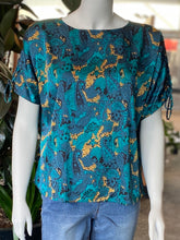 Load image into Gallery viewer, Lauren Silk Top - Marble Teal