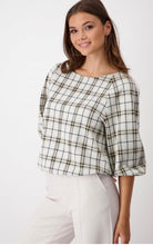 Load image into Gallery viewer, Monari Jersey Check Top 807612 - Cashew