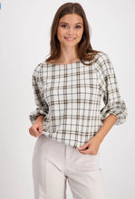 Load image into Gallery viewer, Monari Jersey Check Top 807612 - Cashew