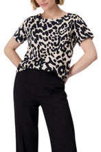 Load image into Gallery viewer, Monari Leo All Over Tee 409715 Cream Black Animal Print