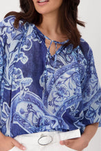 Load image into Gallery viewer, Monari Paisley Print Blouse 409755 - Navy