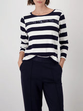 Load image into Gallery viewer, Monari Striped Jewellery Stripe Sweater 409136 - Deep Ocean