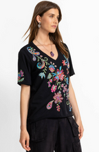 Load image into Gallery viewer, Johnny Was - Raw Hem V-neck Tee Karime - Black - J14425-6