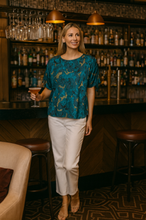 Load image into Gallery viewer, Lauren Silk Top - Marble Teal