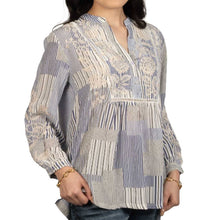 Load image into Gallery viewer, Johnny Was Henley Yoke Stripe Blouse W18226 - Stripe