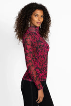 Load image into Gallery viewer, Johnny Was Rebecca Mesh Mock Neck Tee - Celebrate