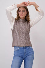 Load image into Gallery viewer, Monari Milk Chocolate Cable Knit Vest 808332