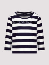 Load image into Gallery viewer, Monari Striped Jewellery Stripe Sweater 409136 - Deep Ocean