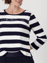 Load image into Gallery viewer, Monari Striped Jewellery Stripe Sweater 409136 - Deep Ocean