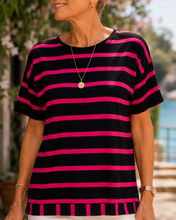 Load image into Gallery viewer, Lauren Soho Tee - Black & Pink Stripe