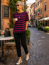 Load image into Gallery viewer, Lauren Soho Tee - Black & Pink Stripe