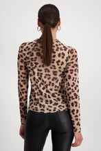 Load image into Gallery viewer, Monari Mesh Funnel Neck Tee 808618 - Milk Chocolate Print