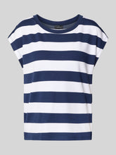 Load image into Gallery viewer, Monari Boat Neck Stripe Top 409987 - Navy White Stripe