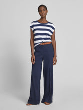 Load image into Gallery viewer, Monari Boat Neck Stripe Top 409987 - Navy White Stripe