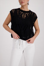 Load image into Gallery viewer, Monari Openwork Cornelli Top 410870 - Black