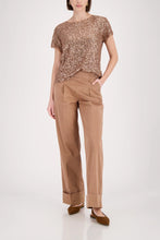 Load image into Gallery viewer, Monari Sequin Mesh Lined Tee 410724 - Mocca
