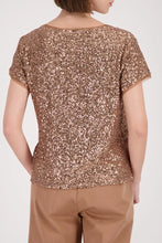 Load image into Gallery viewer, Monari Sequin Mesh Lined Tee 410724 - Mocca
