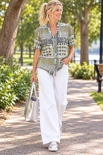 Load image into Gallery viewer, Foil Crushing It Cap Sleeve Blouse CFO8615 - Patchwork
