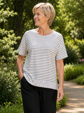 Load image into Gallery viewer, Lauren Soho Tee 13019aBW - White/Thin Black Stripe
