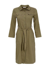 Load image into Gallery viewer, Dolcezza Western Style Shirt Maker Dress - Khaki
