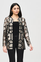 Load image into Gallery viewer, Joseph Ribkoff Laser-Cut Leatherette on Mesh Jacket - Gunmetal
