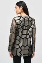 Load image into Gallery viewer, Joseph Ribkoff Laser-Cut Leatherette on Mesh Jacket - Gunmetal
