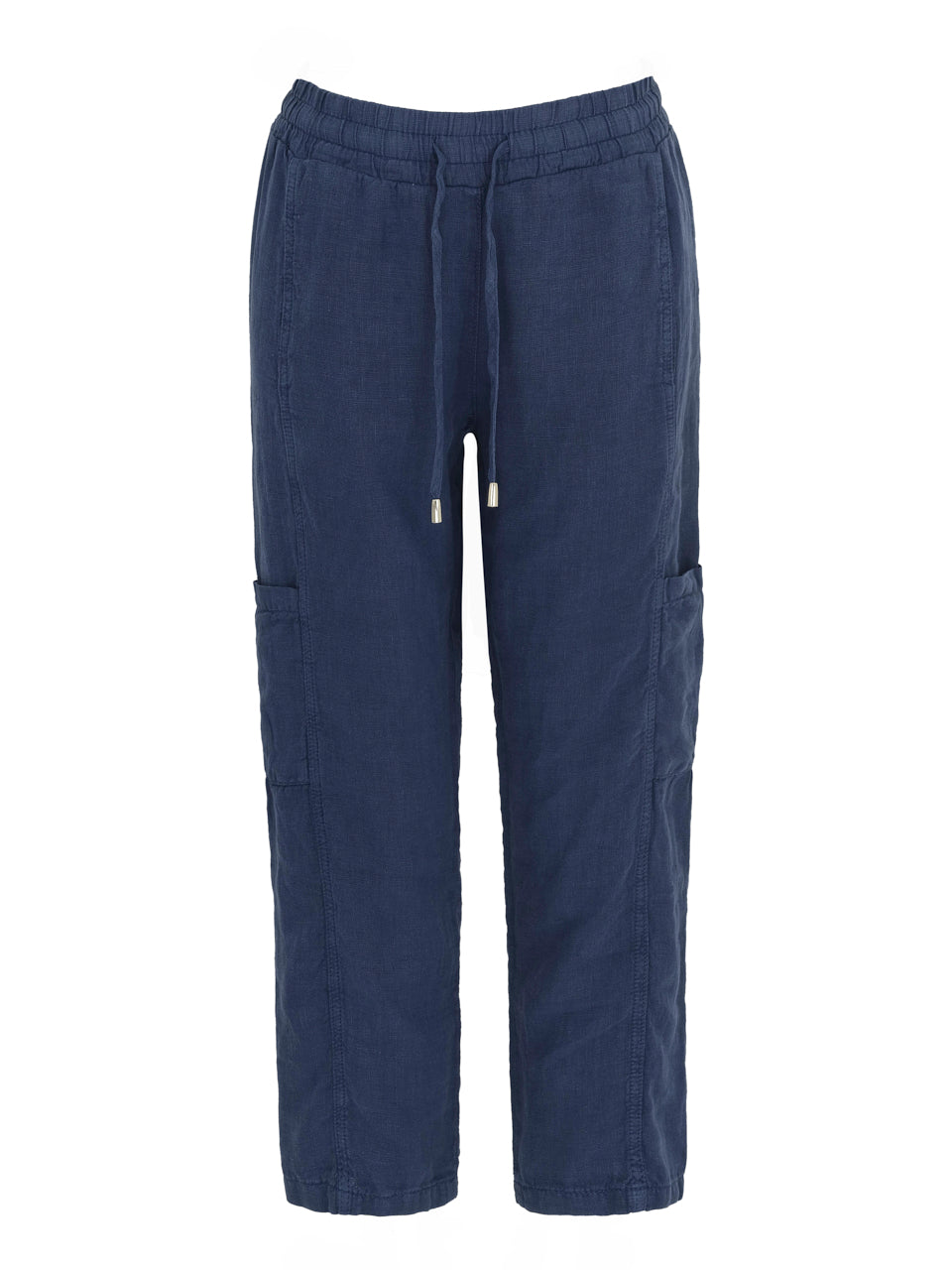 Dolcezza Indigo Linen Cargo Pant - Ankle Length