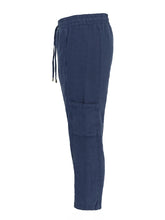 Load image into Gallery viewer, Dolcezza Indigo Linen Cargo Pant - Ankle Length
