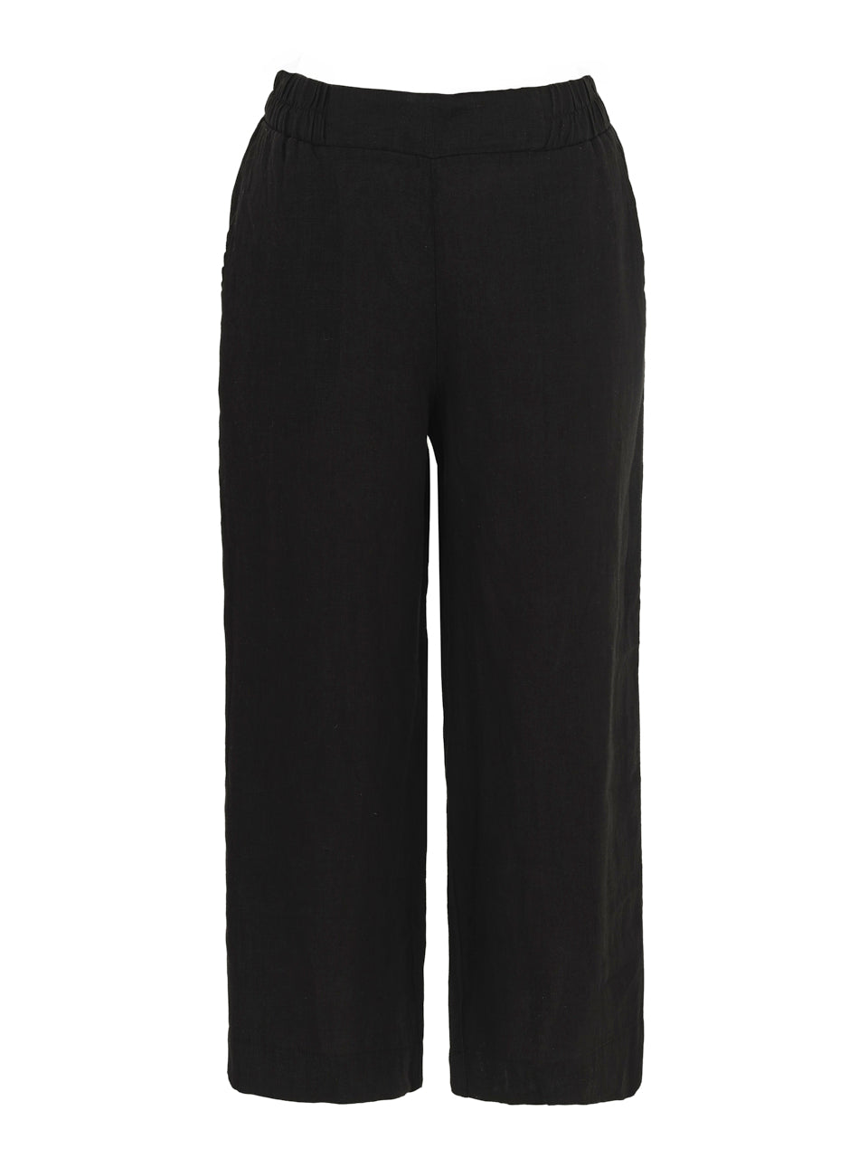 Dolcezza Black Linen 7/8 Wide Leg Pant