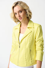 Load image into Gallery viewer, Joseph Ribkoff Yellow Faux Suede Zip Jacket
