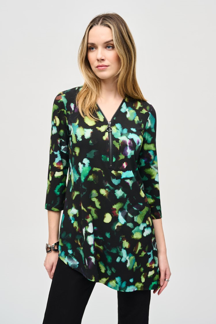 Joseph Ribkoff Silky Knit Abstract Print Tunic - Multi Colour