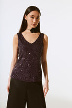 Load image into Gallery viewer, Joseph Ribkoff Sequined Top - Black Currant
