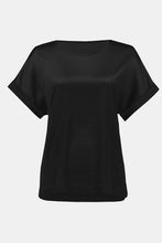 Load image into Gallery viewer, Joseph Ribkoff Satin Front Short Sleeve Top - Black
